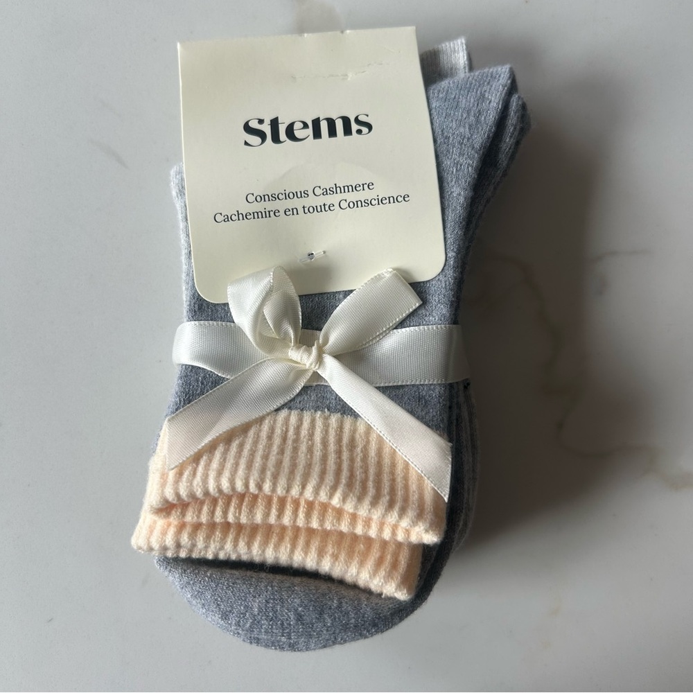 Stems 2 Pack Colourblock Cashmere Blend Socks Grey Ivory